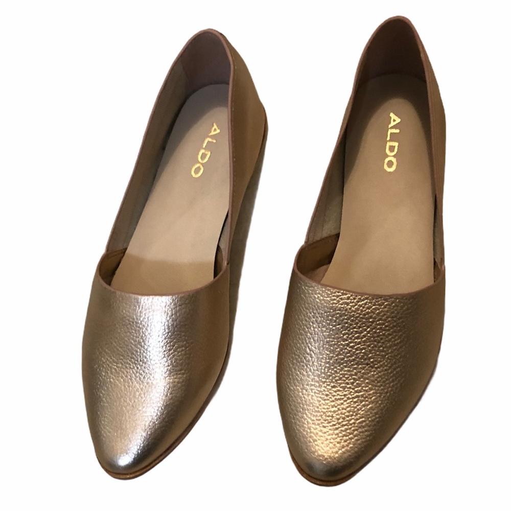 Aldo Blanchette Rose Gold Metallic Flats